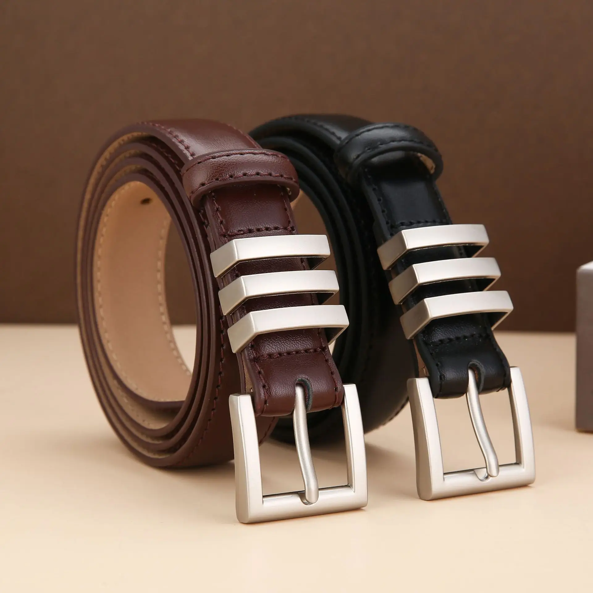 Women Genuine Leather Belt with Retro Buckle - Image 10