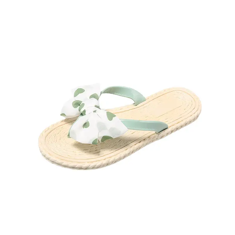Women's Pink Bow Floral Flip Flops Summer Wear