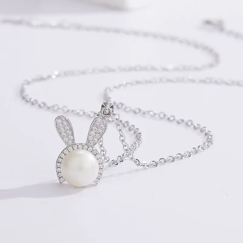 Pearl Rabbit Pendant with Gold Chain - Image 4