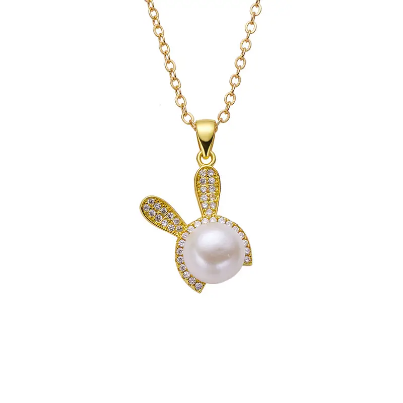Pearl Rabbit Pendant with Gold Chain - Image 5