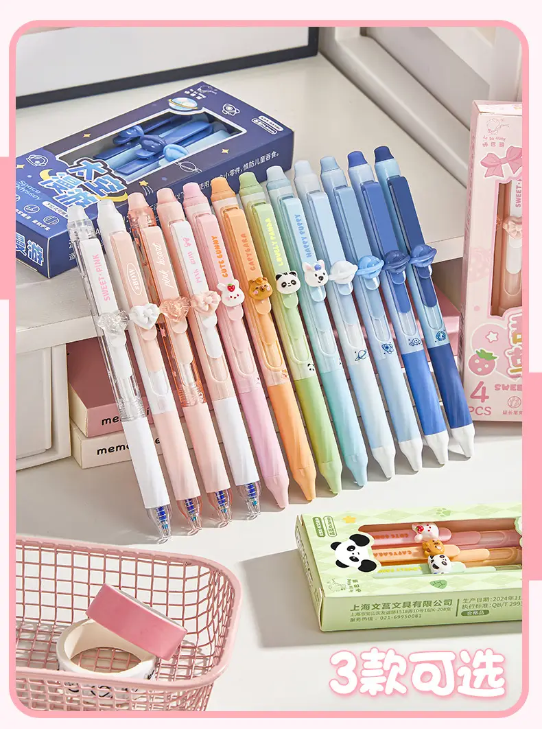 Kaba Bear Thermal Erasable Pen for Third Grade Elementary Students, Quick-Drying Erasable Gel Pen, Cartoon Crystal Blue Thermal Erasable Black Pen — feature 12