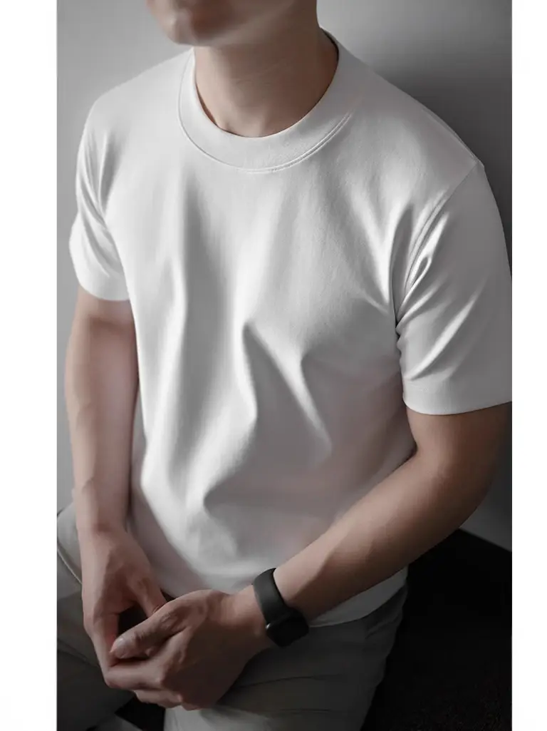 Men's 240G Cotton T-Shirt Navy Blue Crew Neck Short Sleeve - Image 5
