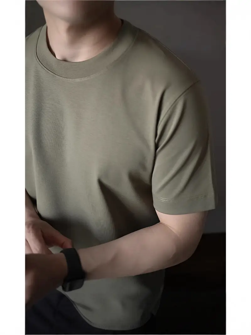 Men's 240G Cotton T-Shirt Navy Blue Crew Neck Short Sleeve - Image 9