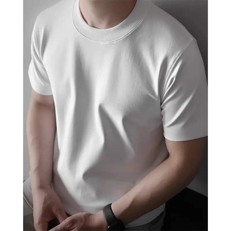 Men's 240G Cotton T-Shirt Navy Blue Crew Neck Short Sleeve — feature 1