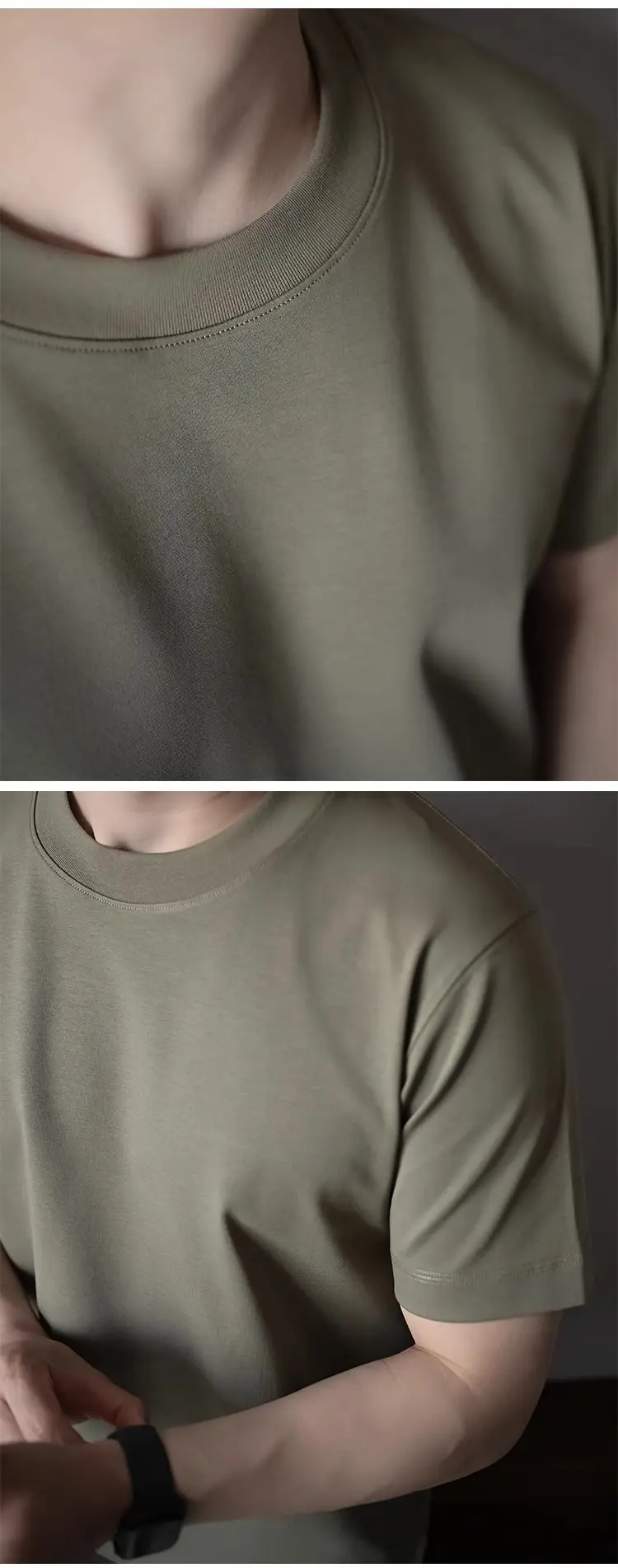 Men's 240G Cotton T-Shirt Navy Blue Crew Neck Short Sleeve — feature 21