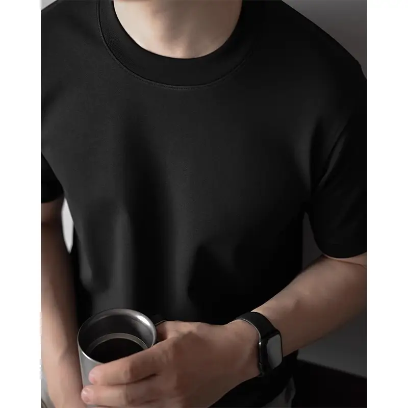 Men's 240G Cotton T-Shirt Navy Blue Crew Neck Short Sleeve — feature 3
