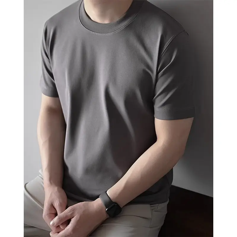 Men's 240G Cotton T-Shirt Navy Blue Crew Neck Short Sleeve — feature 4