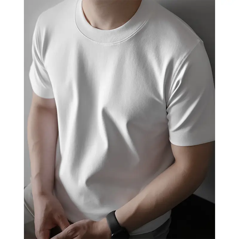 Men's 240G Cotton T-Shirt Navy Blue Crew Neck Short Sleeve - Image 2