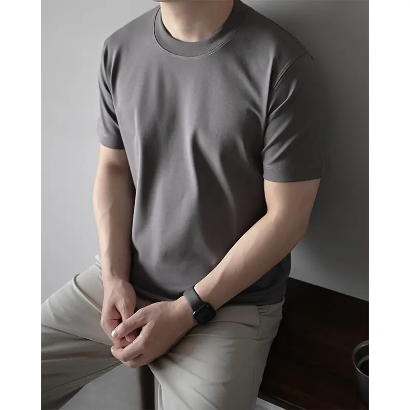 Men's 240G Cotton T-Shirt Navy Blue Crew Neck Short Sleeve - Image 3