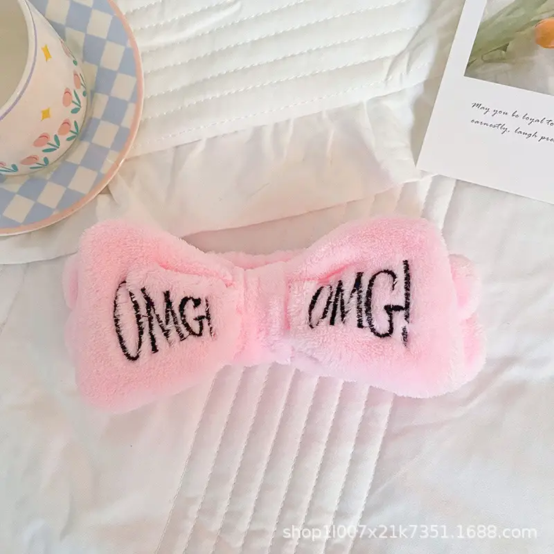 Pink Embroidered Bow Headband for Women - Image 2