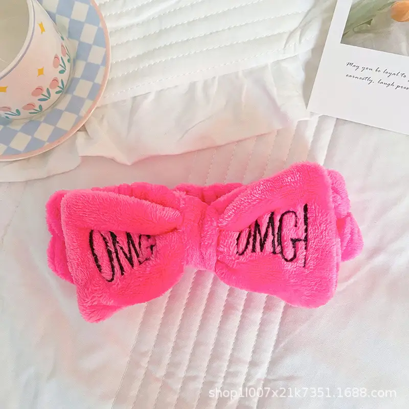 Pink Embroidered Bow Headband for Women - Image 3
