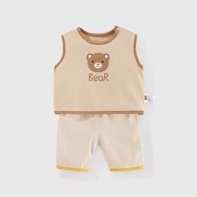 Kids Bear Print Shorts Set Summer Cotton Shorts T-Shirt - Image 2