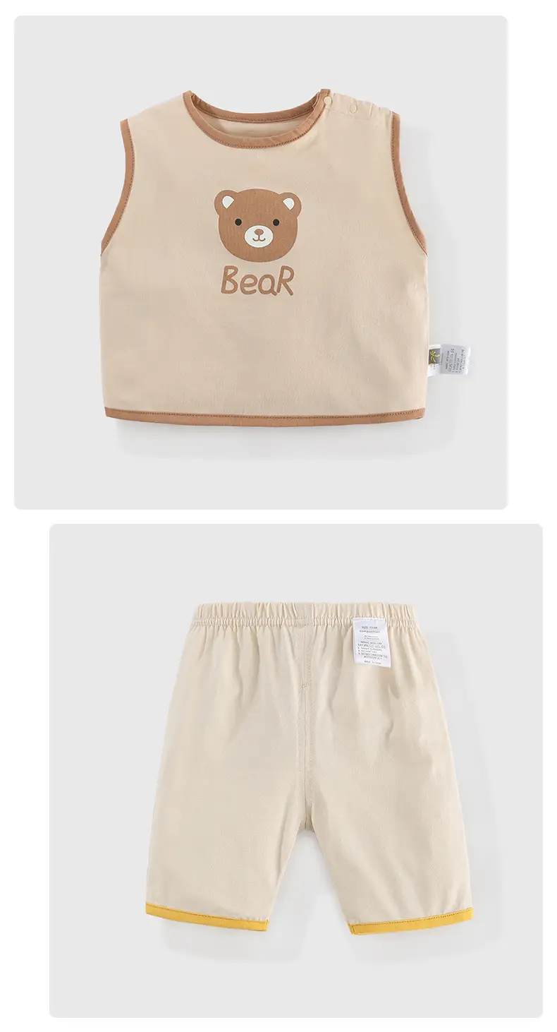 Kids Bear Print Shorts Set Summer Cotton Shorts T-Shirt — feature 10