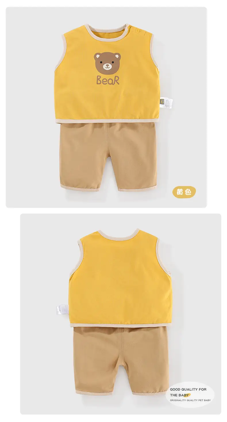 Kids Bear Print Shorts Set Summer Cotton Shorts T-Shirt — feature 11