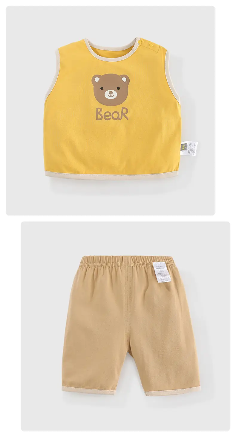 Kids Bear Print Shorts Set Summer Cotton Shorts T-Shirt — feature 12
