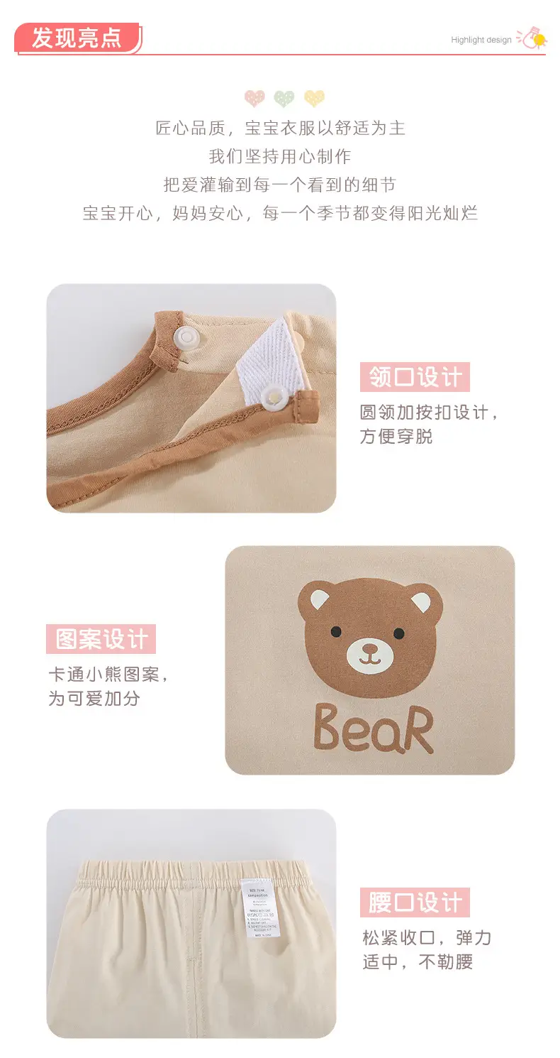 Kids Bear Print Shorts Set Summer Cotton Shorts T-Shirt — feature 7