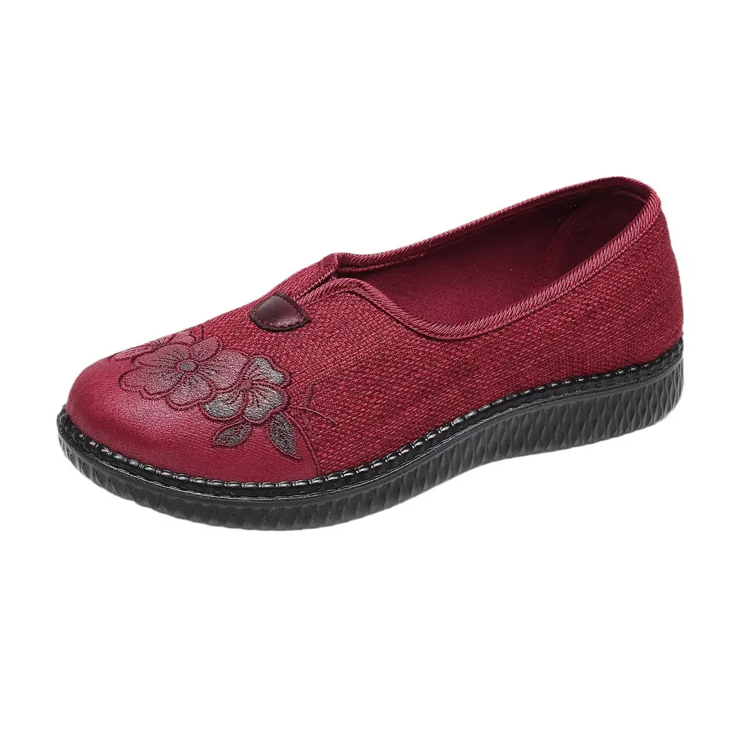 26Th Spring New Style Old Beijing Cloth Shoes for Women, Non-Slip Soft Sole Slip-On Shoes for Middle-Aged and Elderly Mothers, Casual Shoes