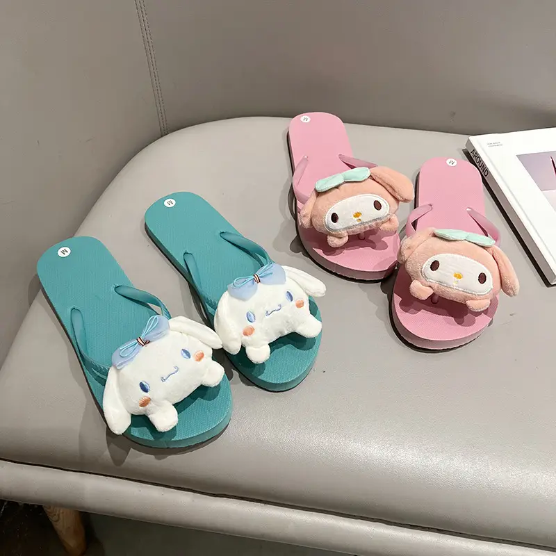 2023 Cartoon Doll Flip Flops Women Summer Flat Sandals