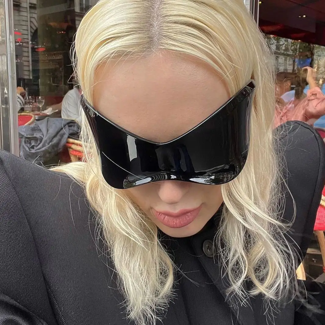 Kedun Futuristic Sunglasses C6 Yellow Oversized Punk Mask - Image 10
