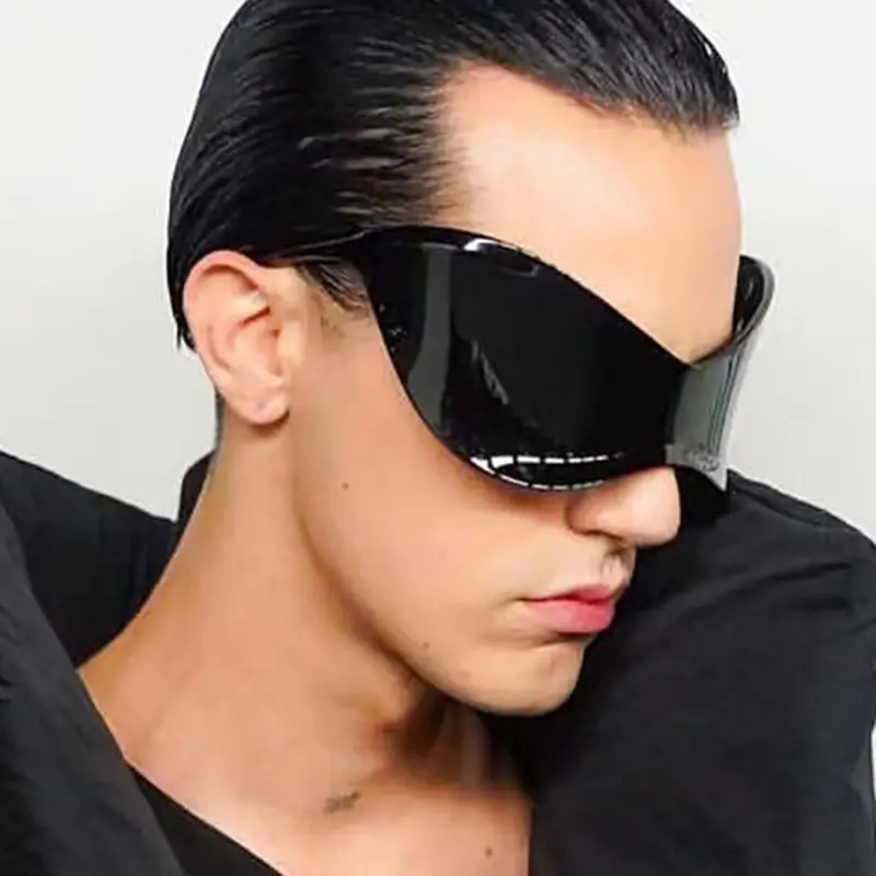 Kedun Futuristic Sunglasses C6 Yellow Oversized Punk Mask - Image 11