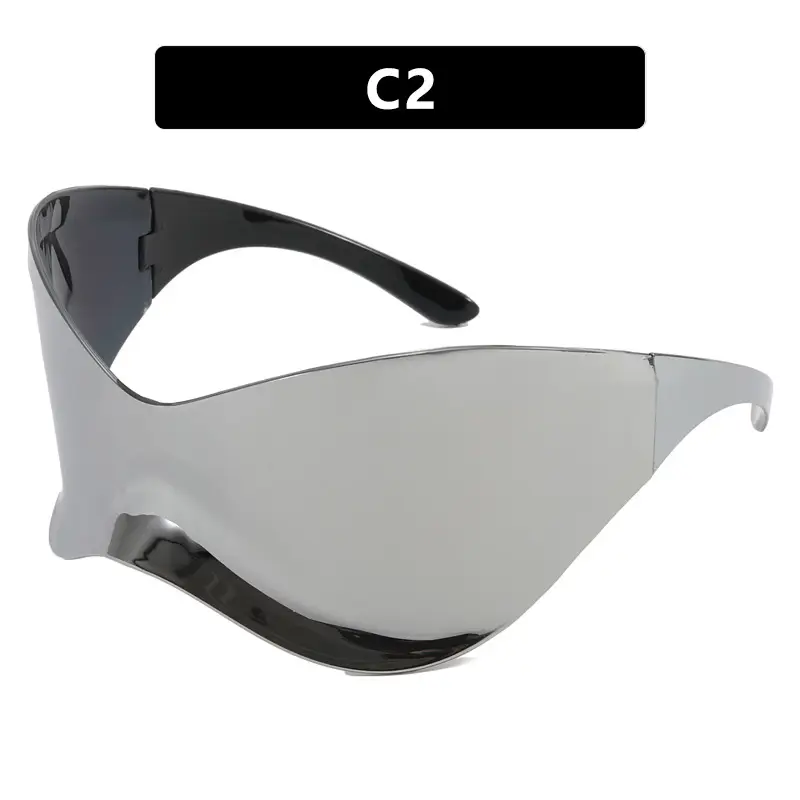 Kedun Futuristic Sunglasses C6 Yellow Oversized Punk Mask