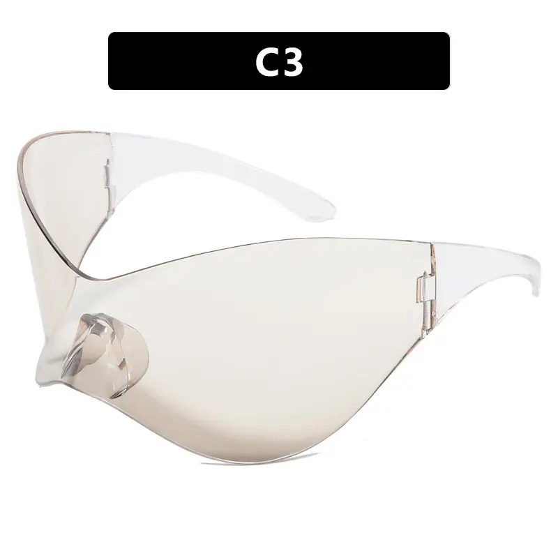 Kedun Futuristic Sunglasses C6 Yellow Oversized Punk Mask - Image 2