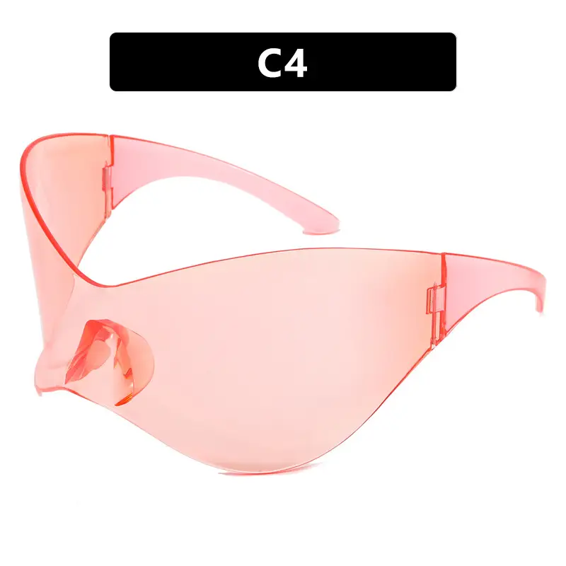 Kedun Futuristic Sunglasses C6 Yellow Oversized Punk Mask - Image 3