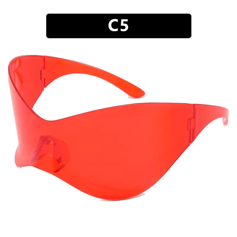 Kedun Futuristic Sunglasses C6 Yellow Oversized Punk Mask - Image 4