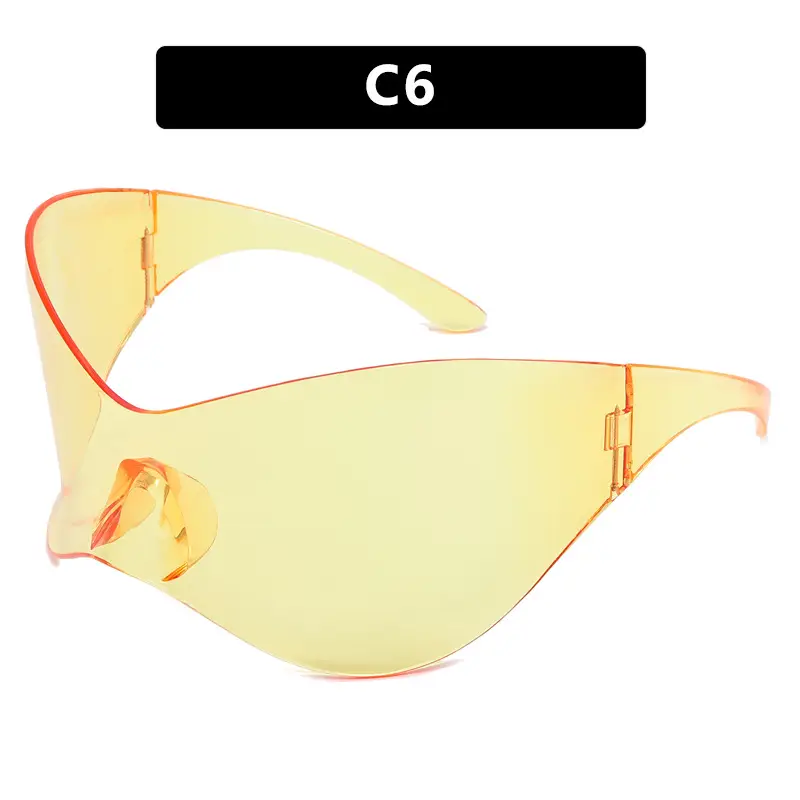Kedun Futuristic Sunglasses C6 Yellow Oversized Punk Mask - Image 5