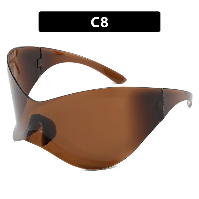Kedun Futuristic Sunglasses C6 Yellow Oversized Punk Mask - Image 7