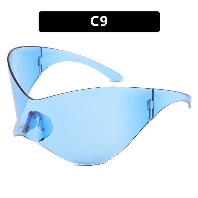 Kedun Futuristic Sunglasses C6 Yellow Oversized Punk Mask - Image 8