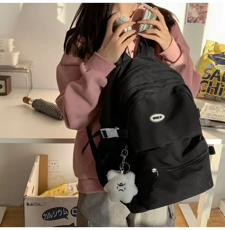 Black New Schoolbag for Girls Large Capacity Campus Backpack — feature 13