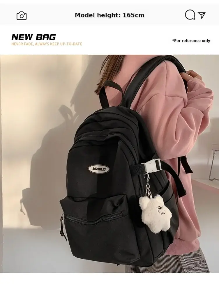 Black New Schoolbag for Girls Large Capacity Campus Backpack — feature 6