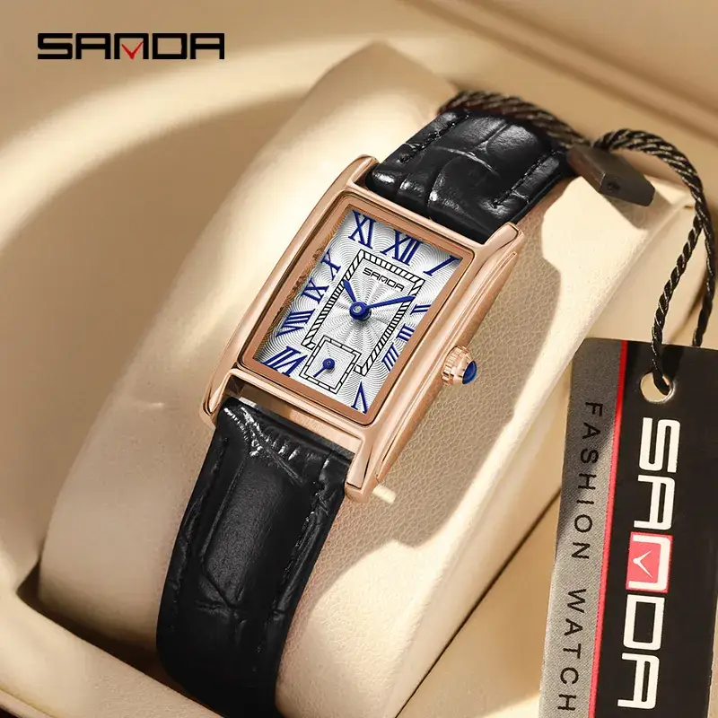 Sanda Square Watch Women's Quartz Roman Scale Steel Belt - Image 9