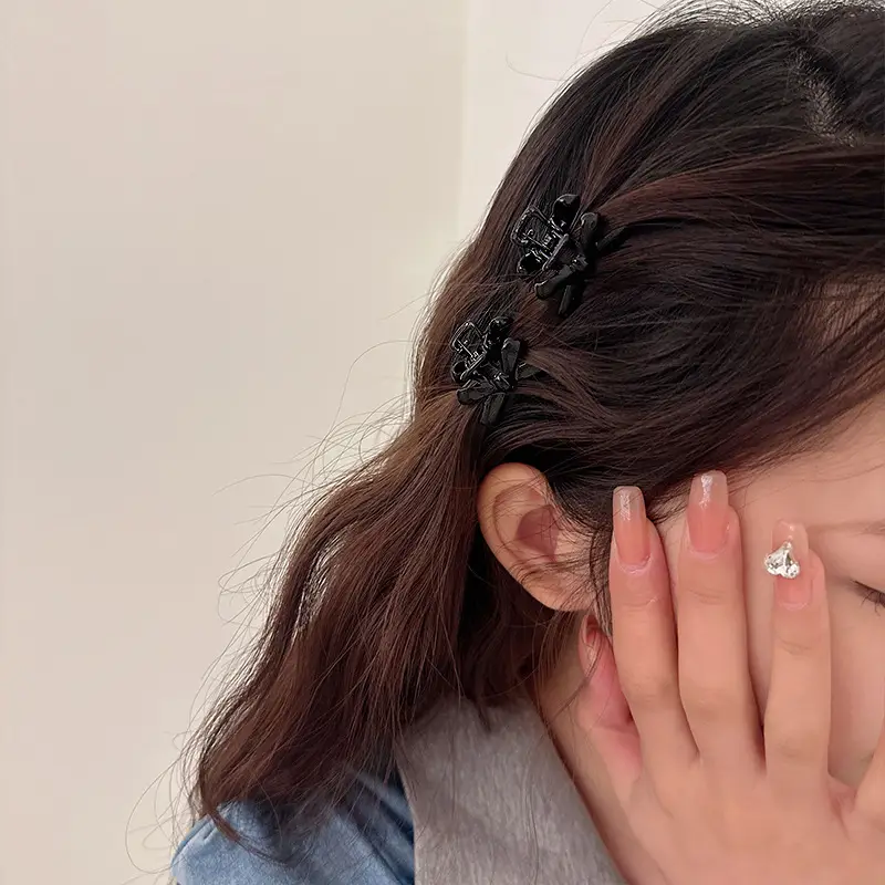 Black Broken Hairpin Bow Clip for Girls - Image 8