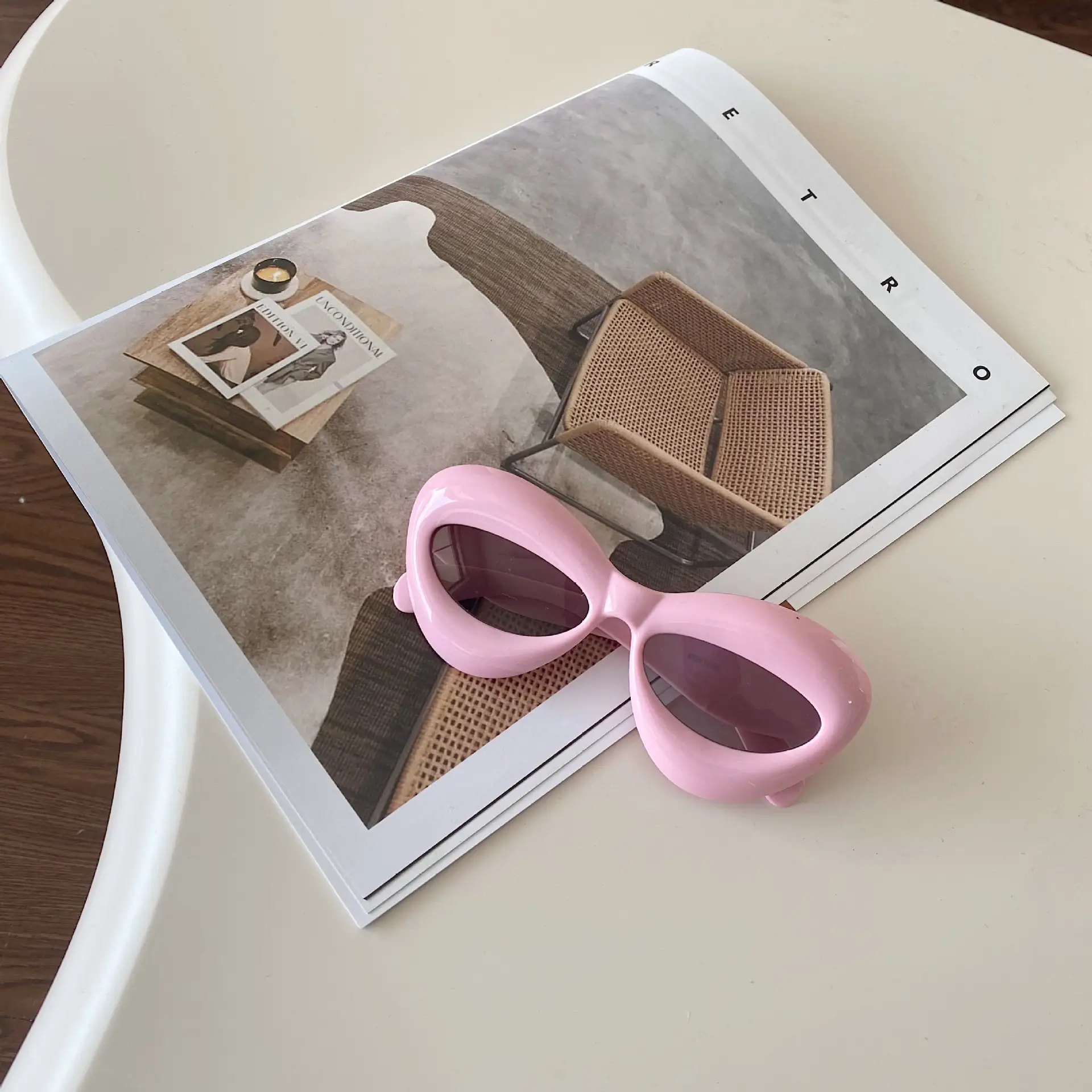 Pink Futuristic Sunglasses for Boys Girls Korea