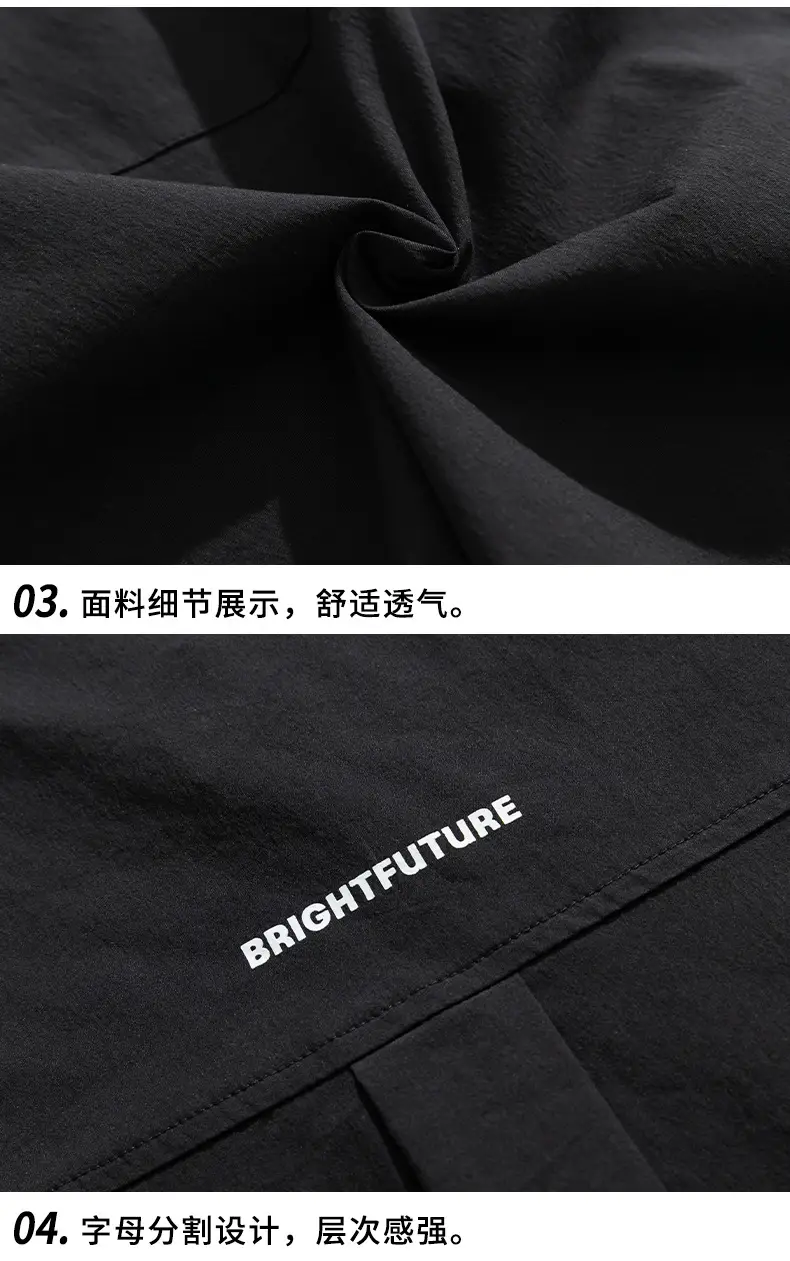 Men Black Flap Pocket Shirt Short Sleeve Spring Summer Loose — feature 26