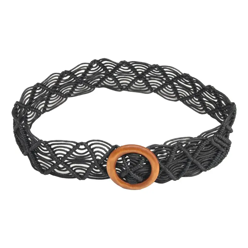 New Ethnic Wax Rope Belt with Wooden Buckle - Image 10