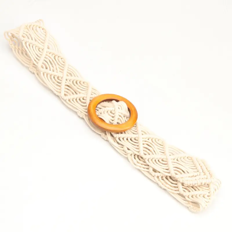 New Ethnic Wax Rope Belt with Wooden Buckle - Image 4