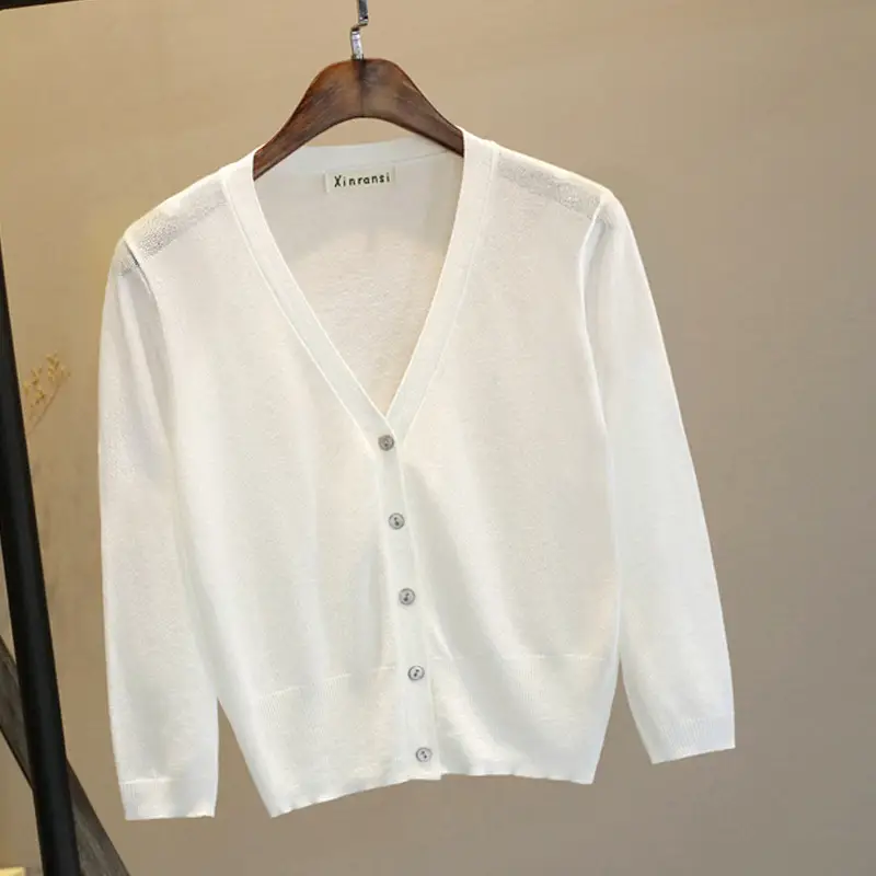 Women Ice Silk Knitted Cardigan with Skirt Top - Image 14