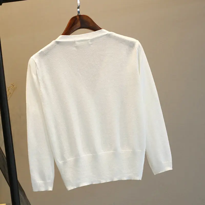 Women Ice Silk Knitted Cardigan with Skirt Top - Image 15
