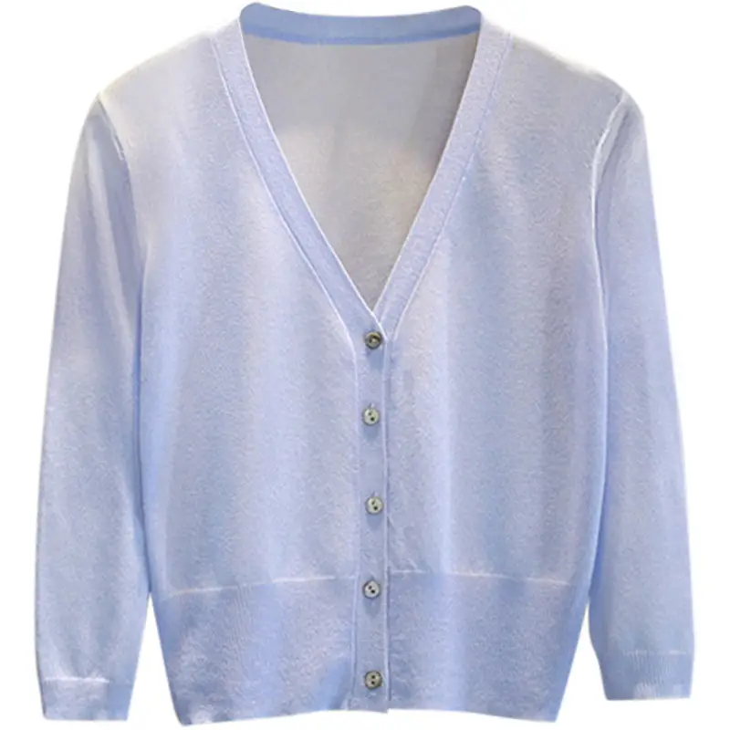 Women Ice Silk Knitted Cardigan with Skirt Top - Image 16