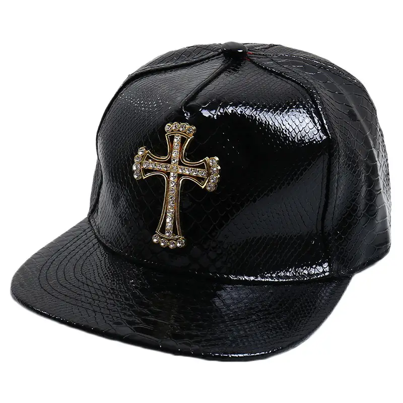 Maroon PU Baseball Cap with Skull Head Design - Image 12