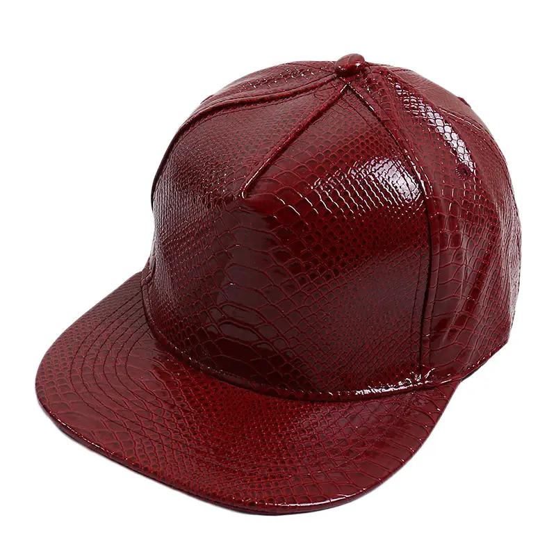 Maroon PU Baseball Cap with Skull Head Design - Image 17