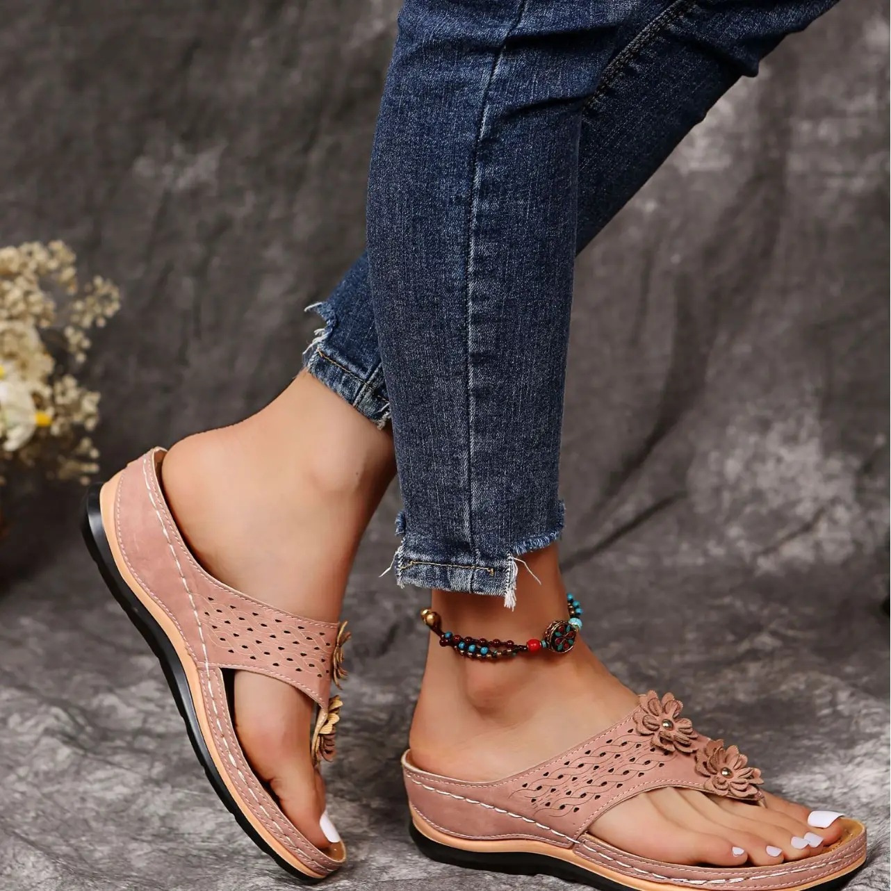 2022 Summer Floral Open-Toe Sandals Large Women