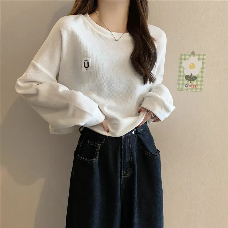 Women's Black Long Sleeve Sweatshirt with U Logo