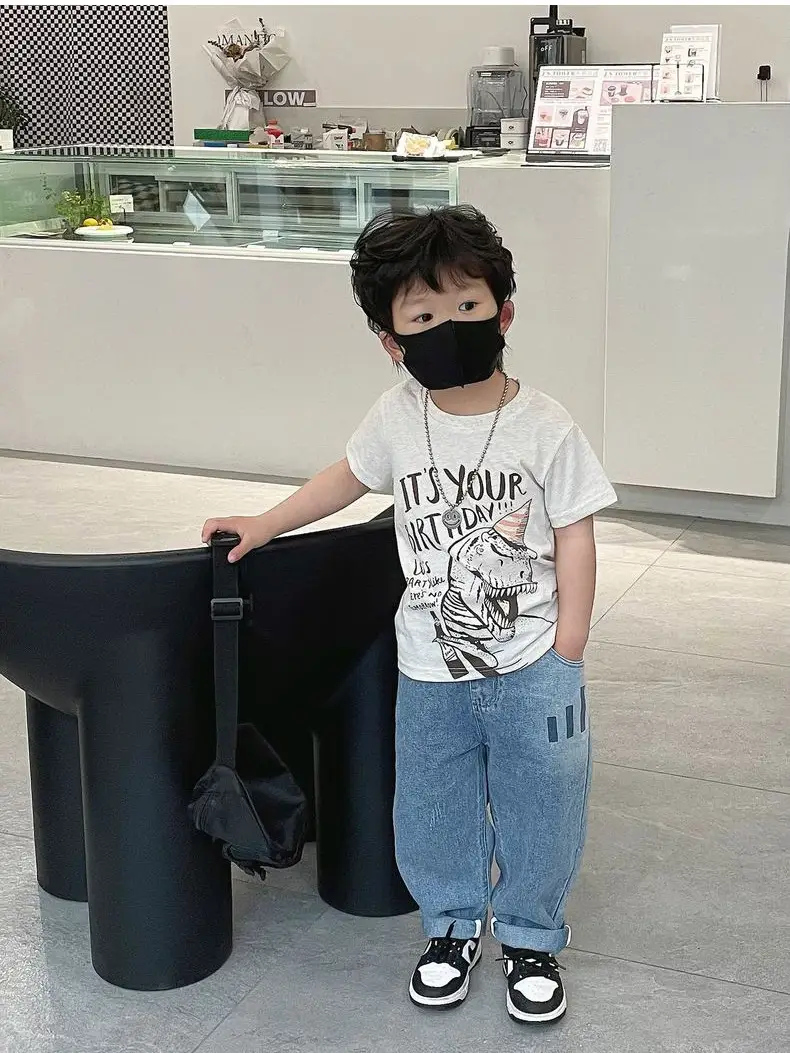 Kids Dinosaur Printed Blue T-Shirt Boys Summer — feature 6
