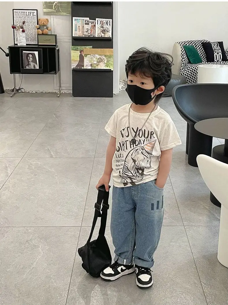 Kids Dinosaur Printed Blue T-Shirt Boys Summer — feature 7