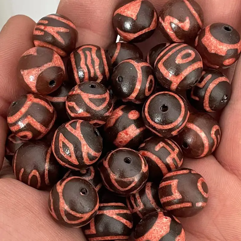 Natural Agate Beads 14mm Oil Finish Orange Meat Pattern - Image 2
