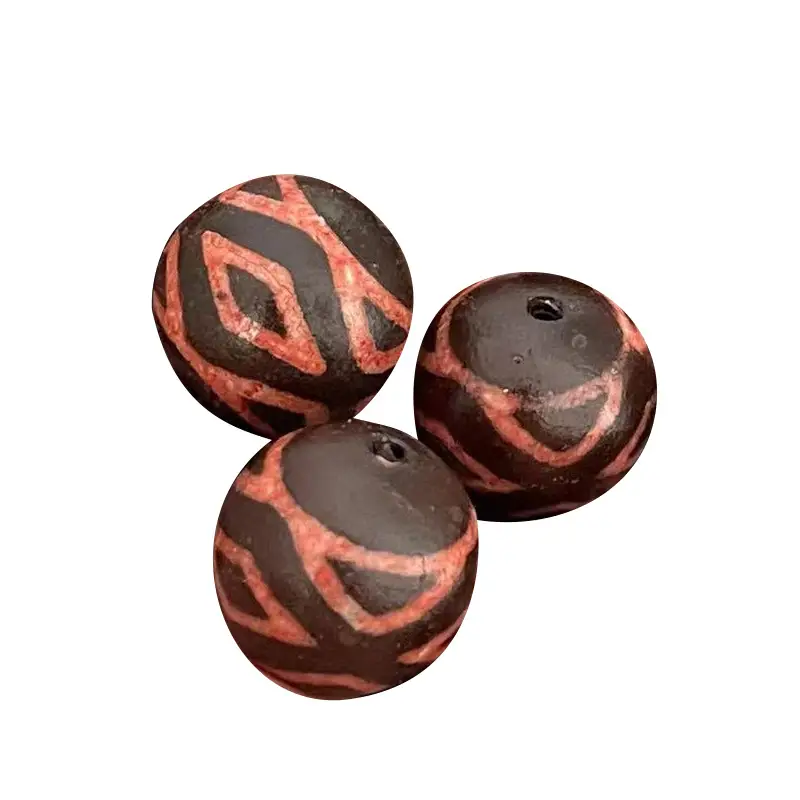 Natural Agate Beads 14mm Oil Finish Orange Meat Pattern - Image 5